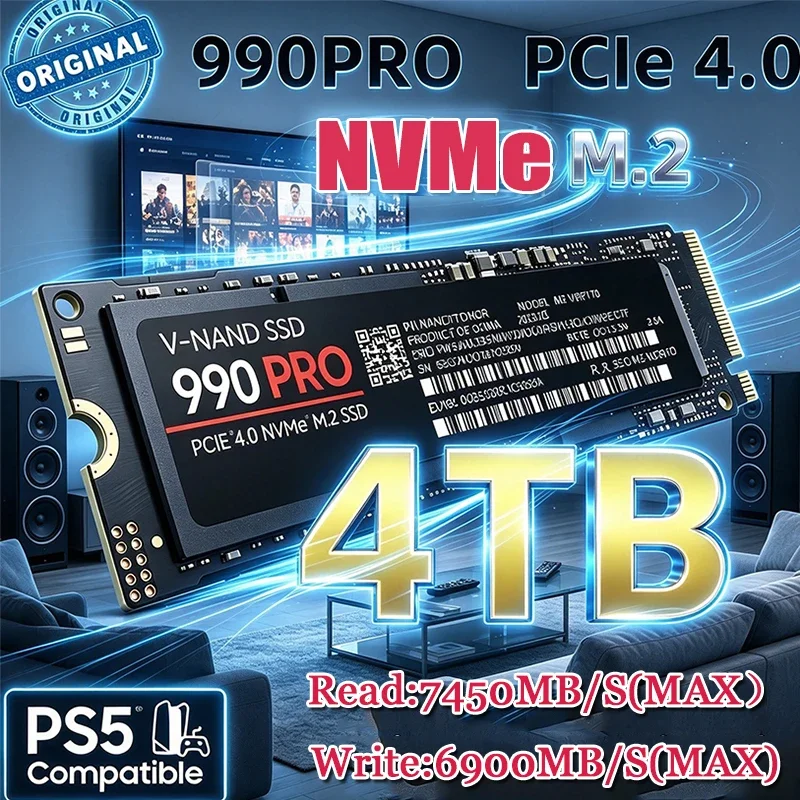 Nueva unidad interna SSD M.2 990 PRO NVMe PCIe Gen4 de alto rendimiento